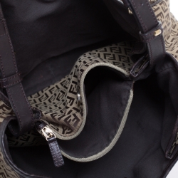 Pre Owned Fendi Beige/Brown Zucchino Canvas and Leather Shoulder Bag