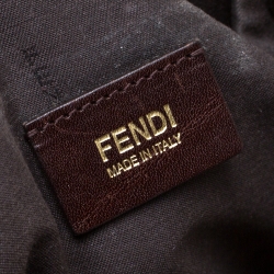 Pre Owned Fendi Beige/Brown Zucchino Canvas and Leather Shoulder Bag