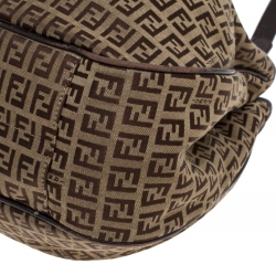 Pre Owned Fendi Beige/Brown Zucchino Canvas and Leather Shoulder Bag