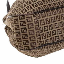 Pre Owned Fendi Beige/Brown Zucchino Canvas and Leather Shoulder Bag