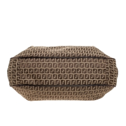 Pre Owned Fendi Beige/Brown Zucchino Canvas and Leather Shoulder Bag