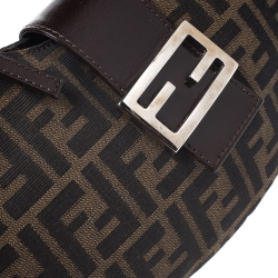Pre Owned Fendi Tobacco Zucca Canvas and Leather Half Moon Bag