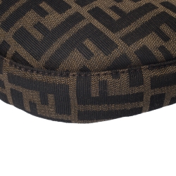 Pre Owned Fendi Tobacco Zucca Canvas and Leather Half Moon Bag