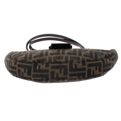 Pre Owned Fendi Tobacco Zucca Canvas and Leather Half Moon Bag