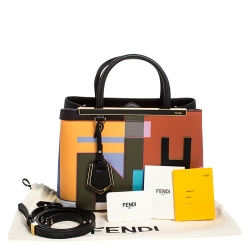 Pre Owned Fendi Multicolor Leather Mini Abstract 2Jours Tote