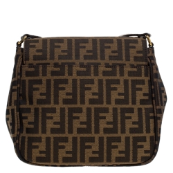 Pre Owned Fendi Tobacco Zucca Canvas Crossbody Bag