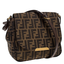 Pre Owned Fendi Tobacco Zucca Canvas Crossbody Bag