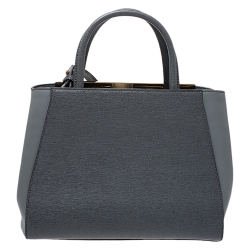 Pre Owned Fendi Grey Leather Mini 2Jours Tote