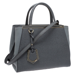 Pre Owned Fendi Grey Leather Mini 2Jours Tote