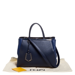 Pre Owned Fendi Blue Leather Medium 2Jours Elite Tote