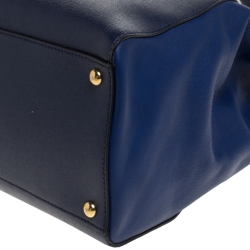 Pre Owned Fendi Blue Leather Medium 2Jours Elite Tote