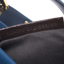 Pre Owned Fendi Blue Leather Mini Peekaboo Top Handle Bag