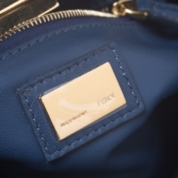 Pre Owned Fendi Blue Leather Mini Peekaboo Top Handle Bag