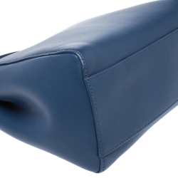 Pre Owned Fendi Blue Leather Mini Peekaboo Top Handle Bag