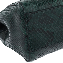 Pre Owned Fendi Green Python Mini Peekaboo Top Handle Bag