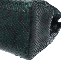 Pre Owned Fendi Green Python Mini Peekaboo Top Handle Bag