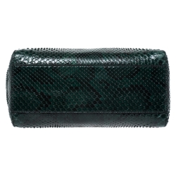 Pre Owned Fendi Green Python Mini Peekaboo Top Handle Bag
