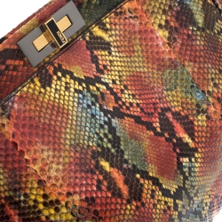 Pre Owned Fendi Multicolor Python Large Peekaboo Top Handle Bag