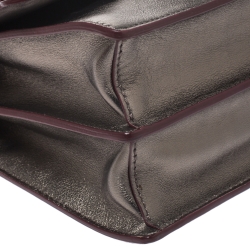 Pre Owned Fendi Metallic Leather Studded Mini Kan I Chain Shoulder Bag