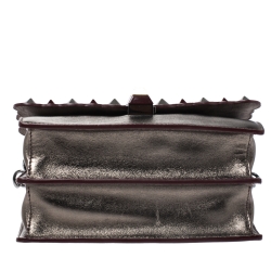 Pre Owned Fendi Metallic Leather Studded Mini Kan I Chain Shoulder Bag