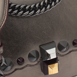Pre Owned Fendi Metallic Leather Studded Mini Kan I Chain Shoulder Bag
