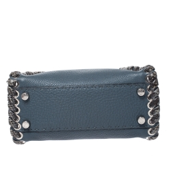 Pre Owned Fendi Blue Selleria Leather and Python Mini Peekaboo Top Handle Bag