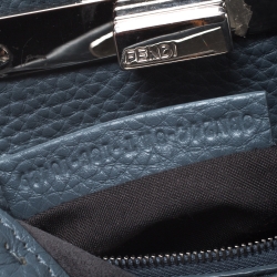 Pre Owned Fendi Blue Selleria Leather and Python Mini Peekaboo Top Handle Bag