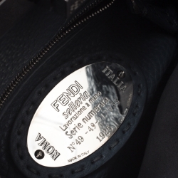 Pre Owned Fendi Blue Selleria Leather and Python Mini Peekaboo Top Handle Bag