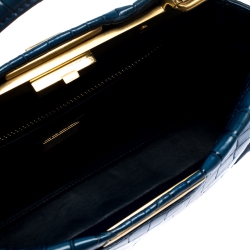 Pre Owned Fendi Blue Crocodile Medium Peekaboo Top Handle Bag