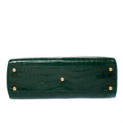 Pre Owned Fendi Green Crocodile Medium Peekaboo Top Handle Bag