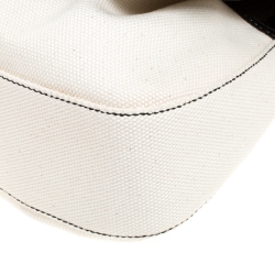 Pre Owned Fendi Cream/Black Canvas and Patent Leather B Shoulder Bag