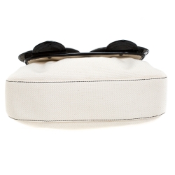 Pre Owned Fendi Cream/Black Canvas and Patent Leather B Shoulder Bag