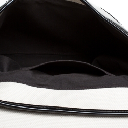 Pre Owned Fendi Cream/Black Canvas and Patent Leather B Shoulder Bag