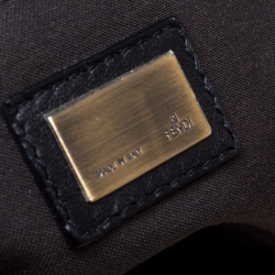 Pre Owned Fendi Cream/Black Canvas and Patent Leather B Shoulder Bag