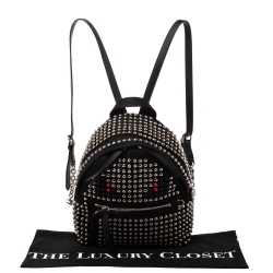 Pre Owned Fendi Black Nylon Monster Studs Mini Black Backpack