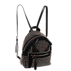 Pre Owned Fendi Black Nylon Monster Studs Mini Black Backpack