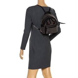 Pre Owned Fendi Black Nylon Monster Studs Mini Black Backpack