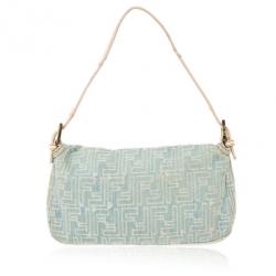 Fendi Zucca Denim Baguette Bag
