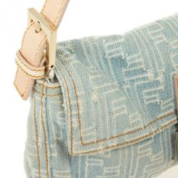 Fendi Zucca Denim Baguette Bag