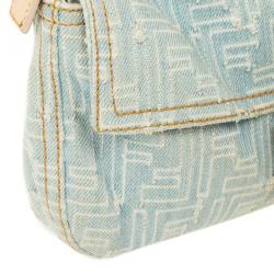 Fendi Zucca Denim Baguette Bag