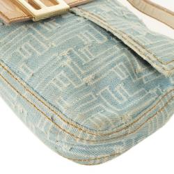 Fendi Zucca Denim Baguette Bag