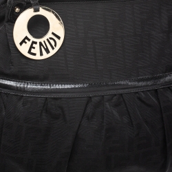 Pre Owned Fendi Black Zucca Canvas and Leather Large Chef Tote