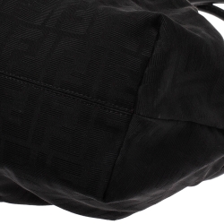 Pre Owned Fendi Black Zucca Canvas and Leather Large Chef Tote