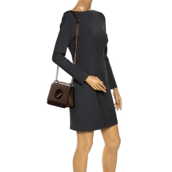 Pre Owned Fendi Brown Leather Mini Kan I Shoulder Bag