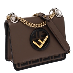 Pre Owned Fendi Brown Leather Mini Kan I Shoulder Bag