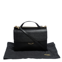 Pre Owned Fendi Black Textured Leather Small Demi Jour Top Handle Bag