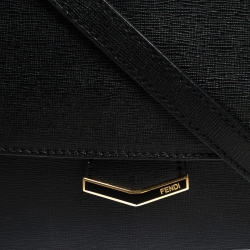 Pre Owned Fendi Black Textured Leather Small Demi Jour Top Handle Bag