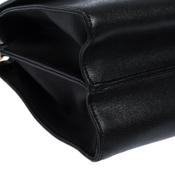 Pre Owned Fendi Black Textured Leather Small Demi Jour Top Handle Bag