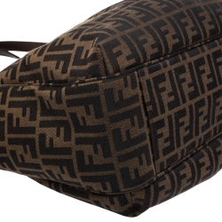 Pre Owned Fendi Tobacco Zucca Canvas and Leather Tote