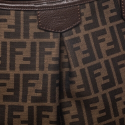 Pre Owned Fendi Tobacco Zucca Canvas and Leather Tote